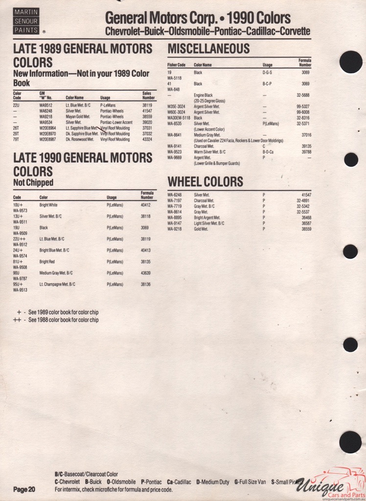 1990 General Motors Paint Charts Martin-Senour 6